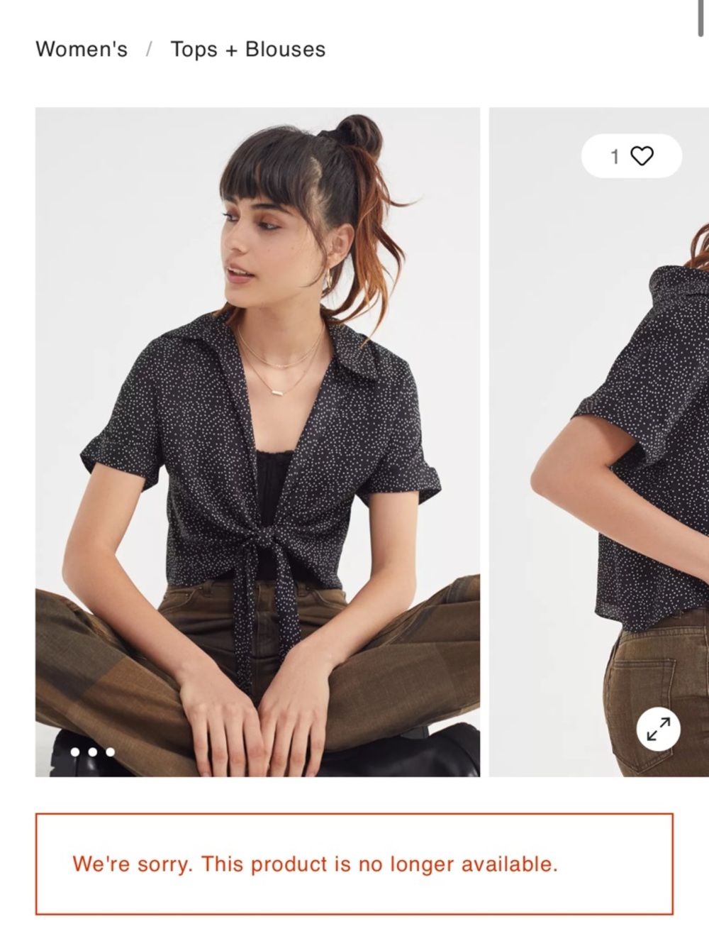 Urban outfitters Black Speckled Tie-Front Short Sleeve cropped Top